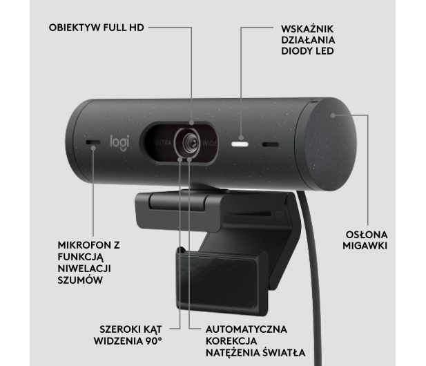 Logitech Brio 500 grafit - 1080203 - zdjęcie 3